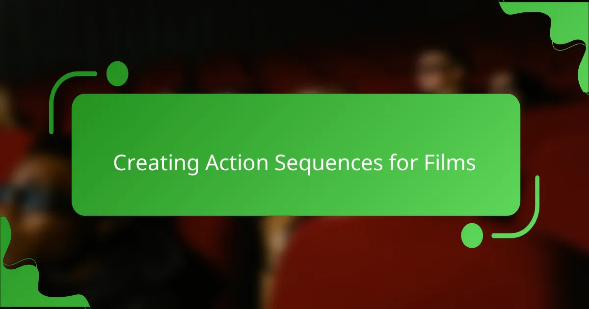 Creating Action Sequences for Films