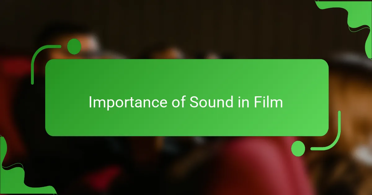 Importance of Sound in Film