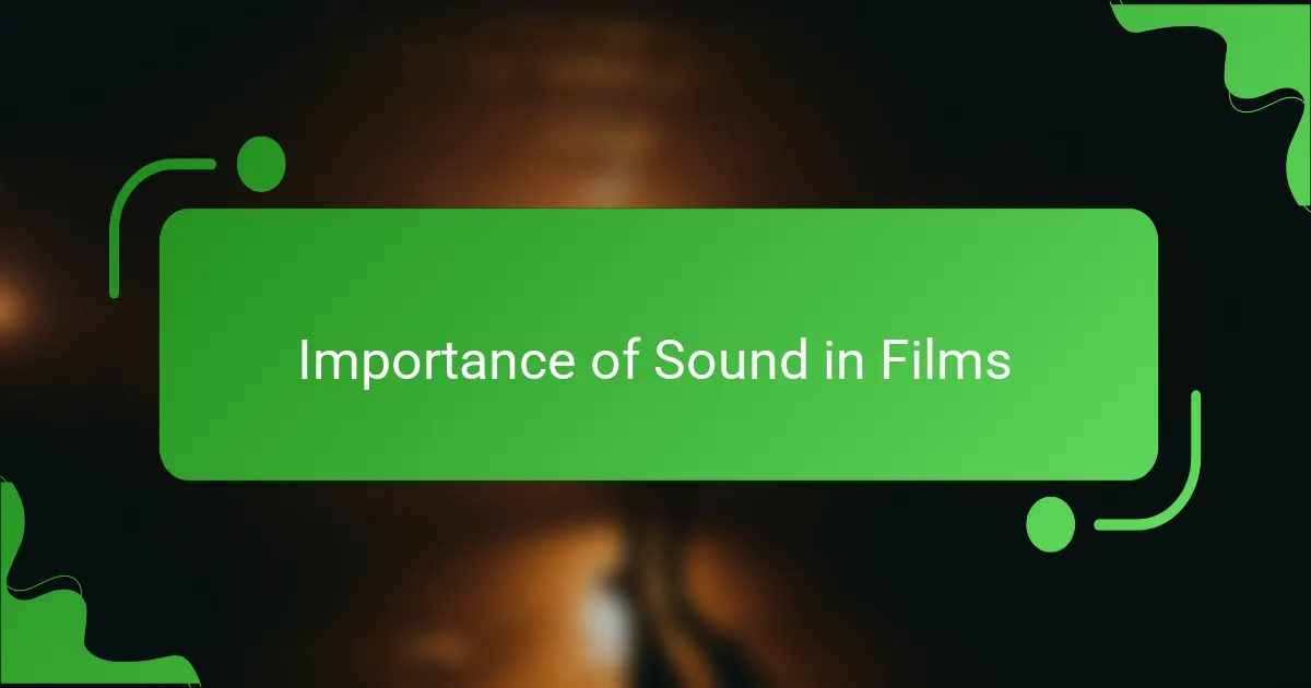 Importance of Sound in Films